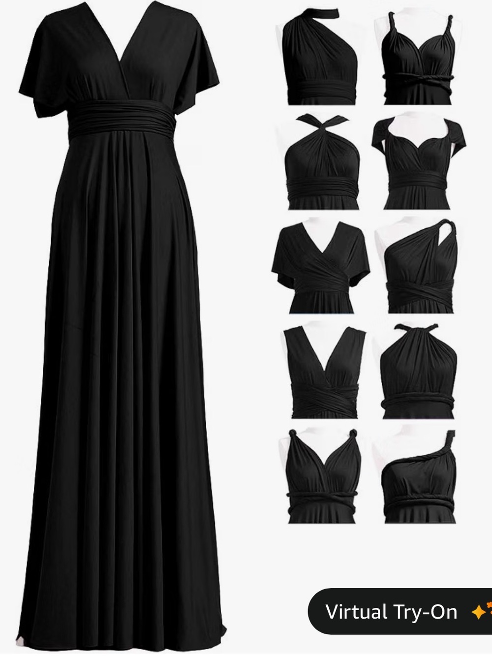 Convertible Black Women’s multi way wrap dress